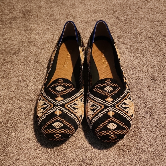 Rothy's Shoes - Rothy's Dark Boho Black and Cream Loafer - Size 8.5